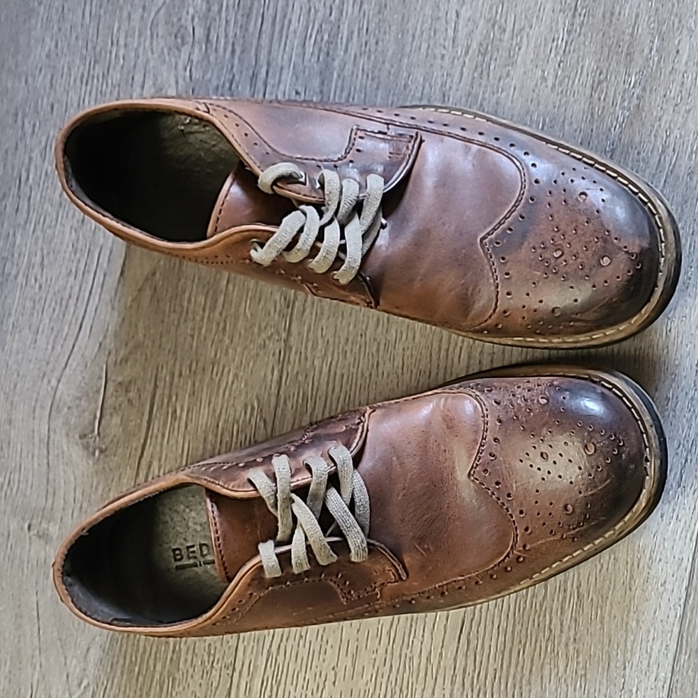 Vintage Men's Shoes Oxford Wingtip Perforated Distress 10 Lace Retro Bed Stu